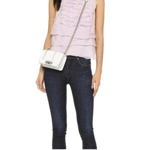 ❤️‍🔥Rebecca Minkoff Quilted Mini Shoulder Bag White Leather silver hardware